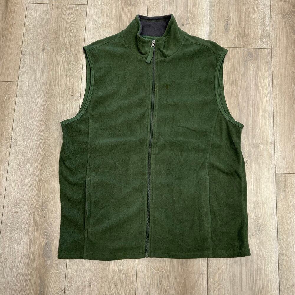 Club Room Green Fleece Vest Zip up Size Large L B20